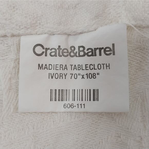 CRATE & BARREL! 100% COTTON CREAM ON CREAM ABSTRACT FLORAL TEXTURE TABLECLOTH! - Picture 8 of 12